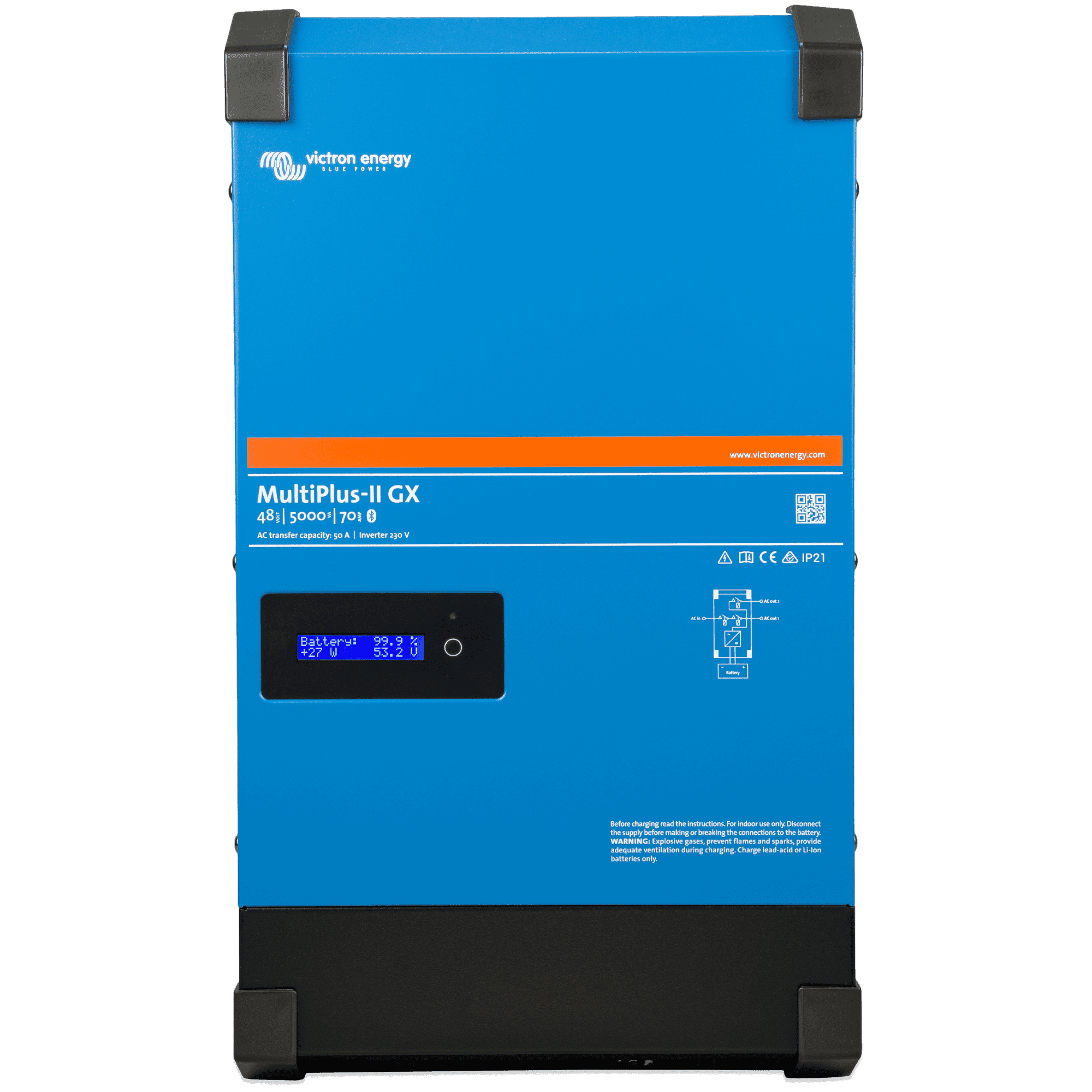Victron MultiPlus-II GX 48V 5000VA Inverter Charger 70A 230V with Display (48/5000/70-50 GX)